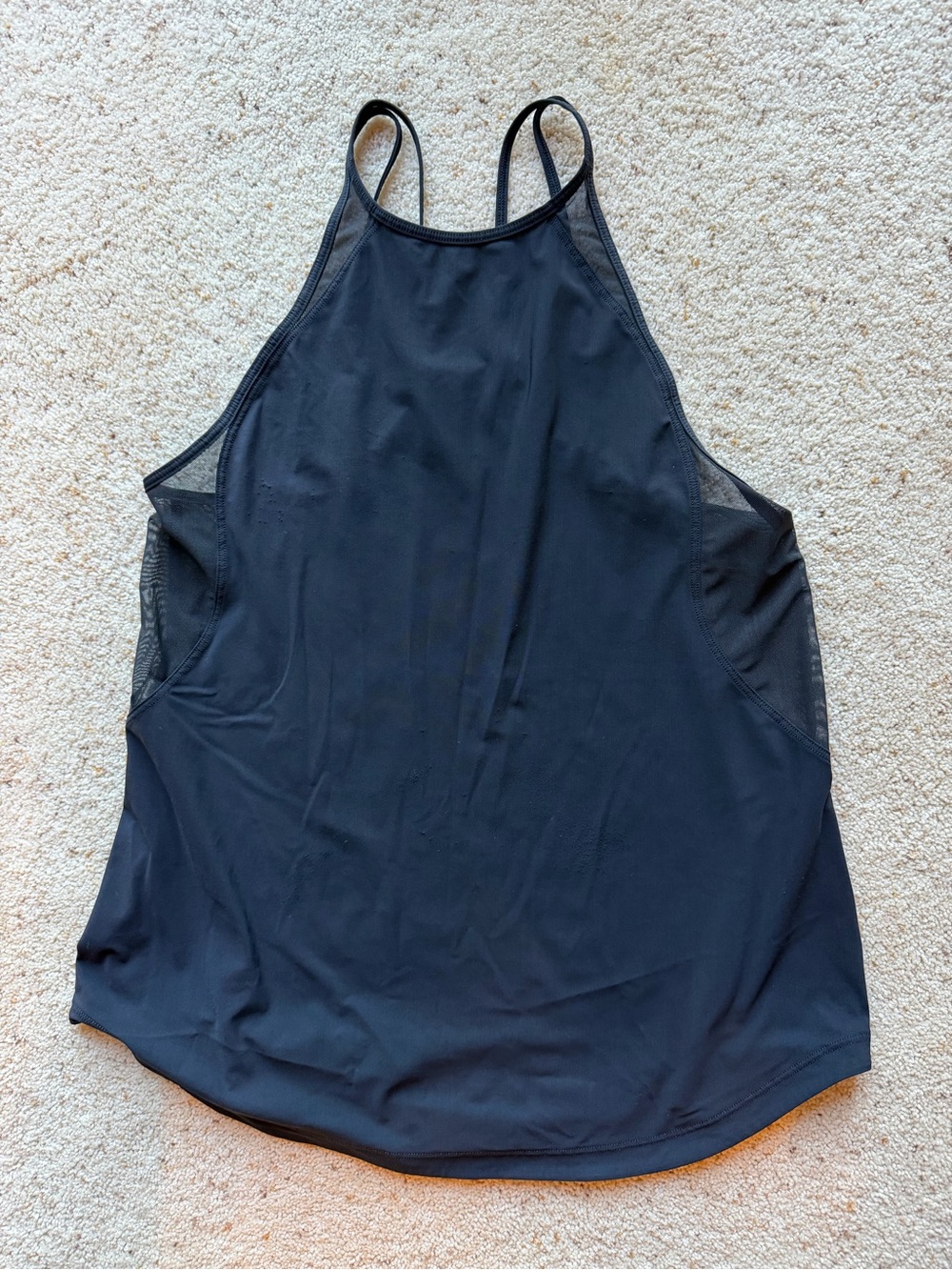 lululemon athletica Black High-Neck Athletic Tank with Mesh Panels